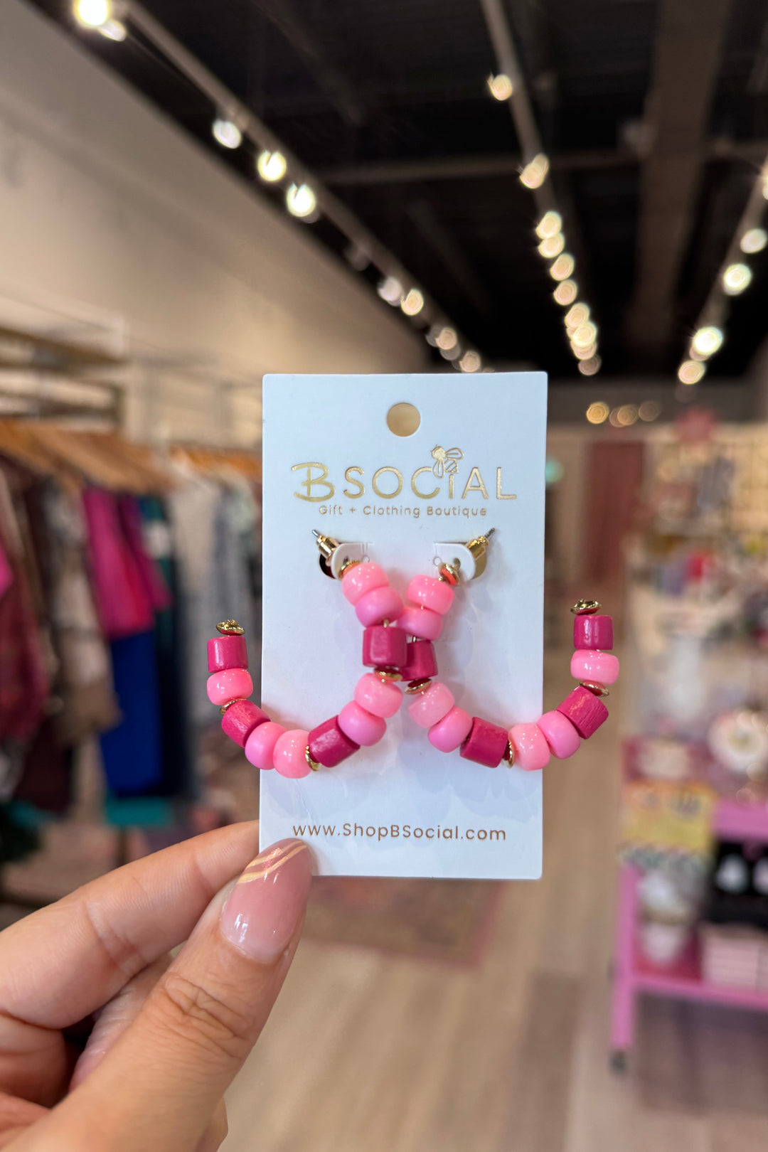 Pink Multi Beaded Hoops