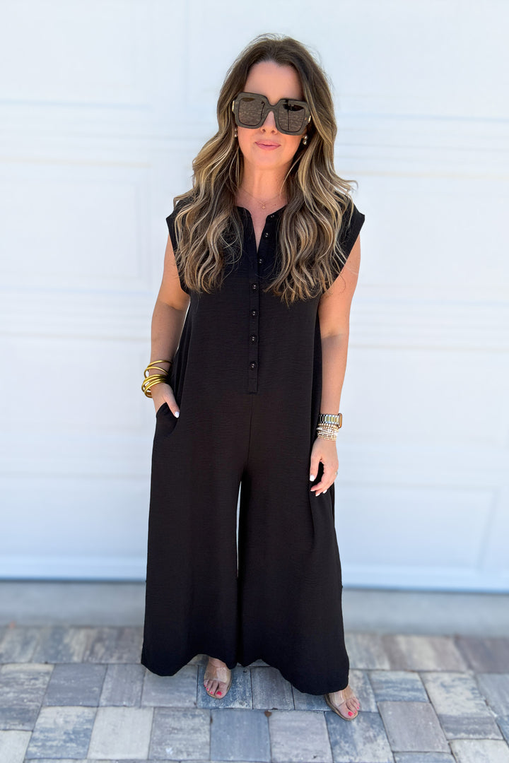 Effortless Chic Black Wide Leg Jumpsuit
