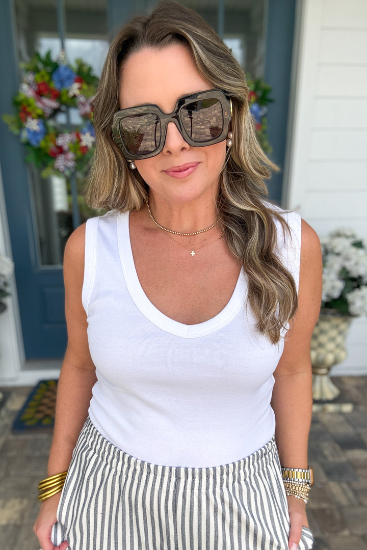 Z Supply: Ellie V Neck Tank - White