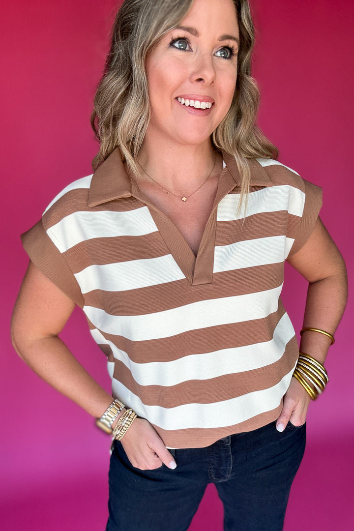 Everyday Elevated Stripe Top - Mocha