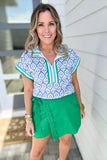 Damask Fairway Blouse - Blue