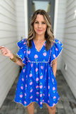 Fairway Floral Flair Dress - Blue