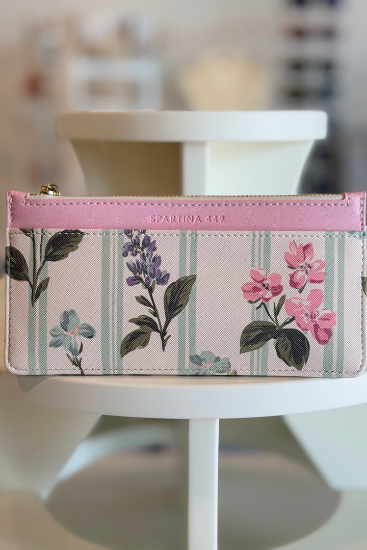 Spartina 449: Large Zip Card Holder - Blooming Stripe
