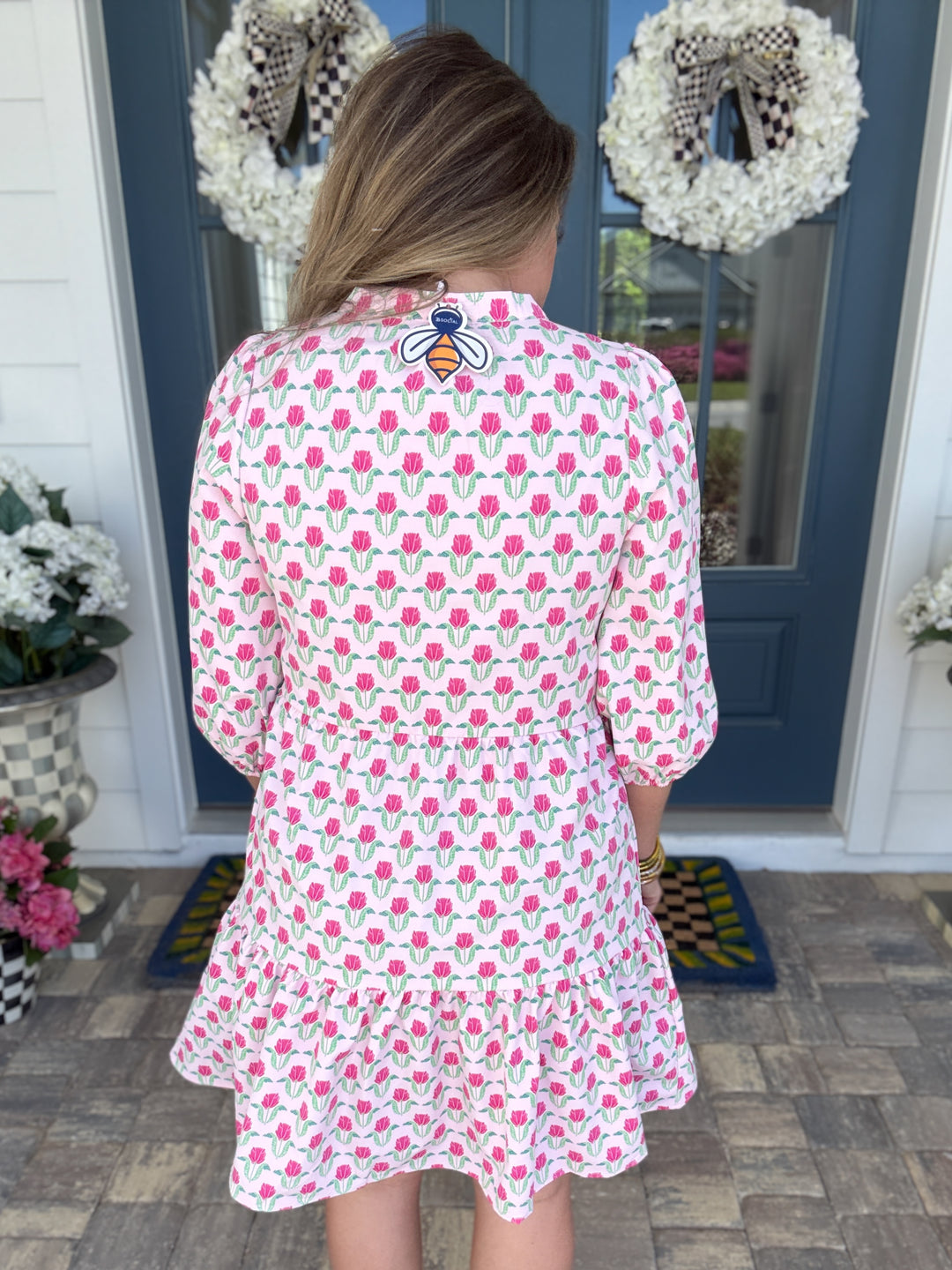 Mary Square: Riley Mini Dress - Flora Fanfare Pink