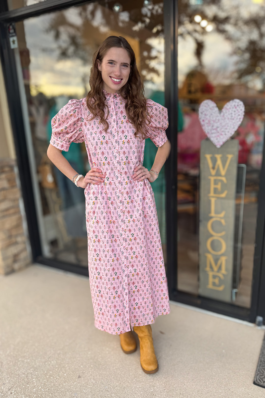 Petal Lane Ruffle Neck Midi Dress - B Social Boutique