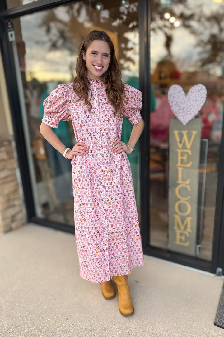 Petal Lane Ruffle Neck Midi Dress - B Social Boutique