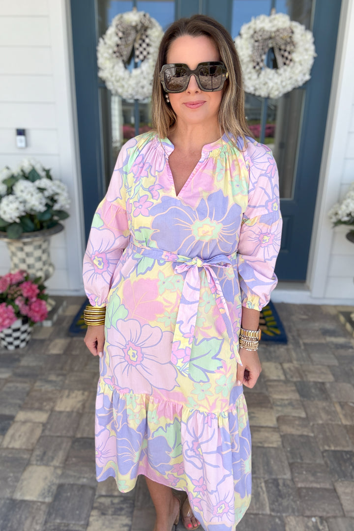 Karlie: Pretty In Pastel Ruffle Midi Dress