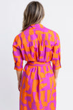 Karlie: Geometric Poplin Shirt Dress Maxi