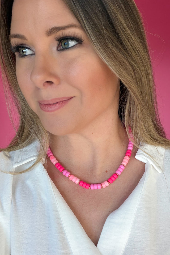 Pink Beaded Sammy Necklace - B Social Boutique