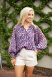 BuddyLove:  HADDIE LONG SLEEVE BLOUSE - PASSION PUNCH