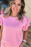 Pearl Embellished Textured  Top - Pink