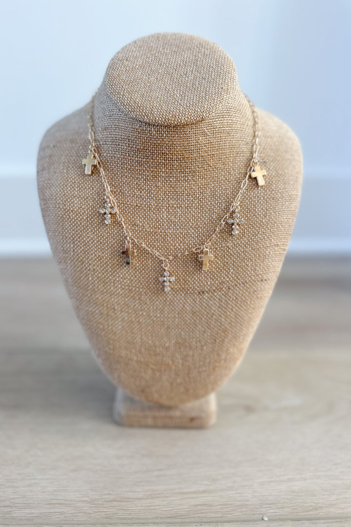 CROSS CHARM  LINK NECKLACE,