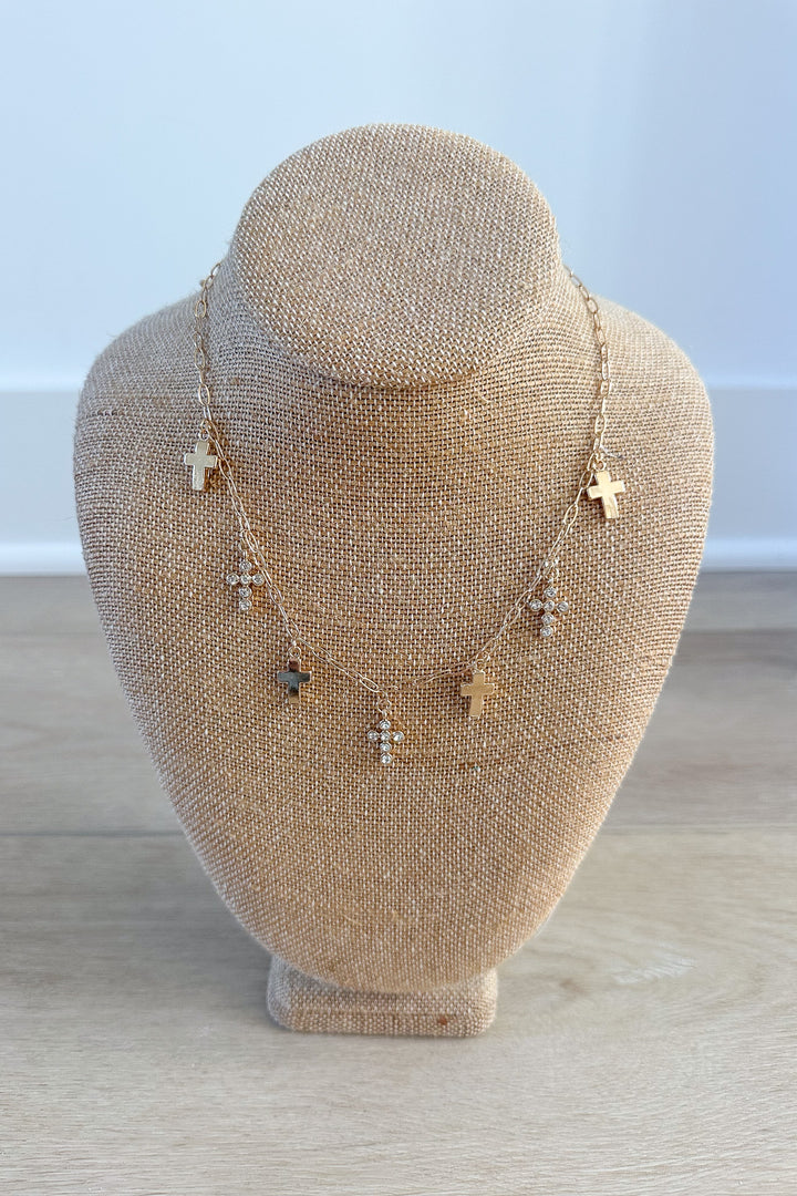 CROSS CHARM  LINK NECKLACE,