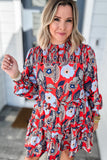 Flower Print Frilled Layer Dress