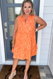 THML: Sleeveless Tiered Textured Dress - Orange