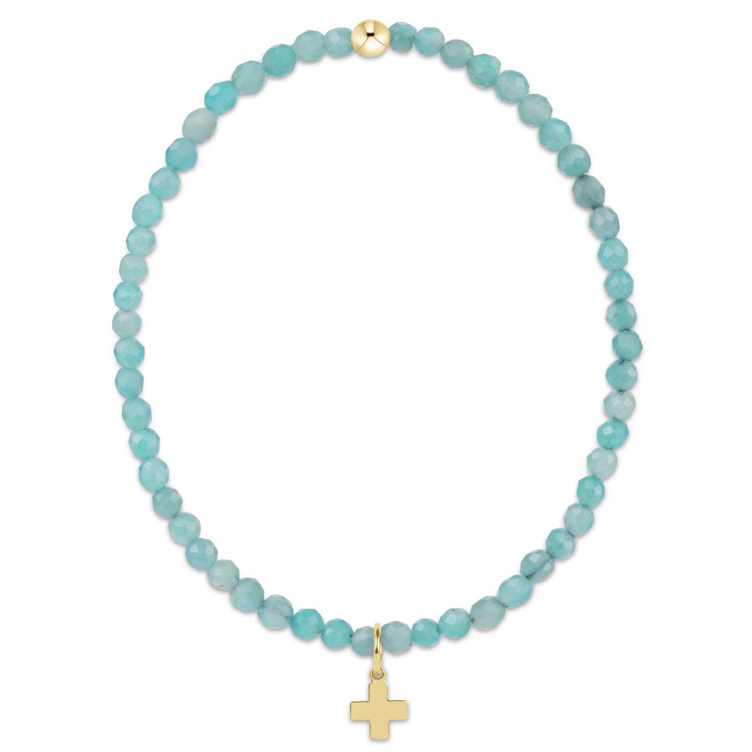 enewton: Classic Amazonite 3mm Bracelet - Signature Cross Gold Charm