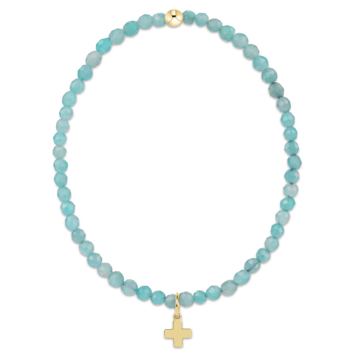 enewton: Classic Amazonite 3mm Bracelet - Signature Cross Gold Charm