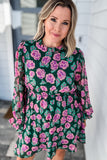 Mix It Up Flower Dress - Hunter Green