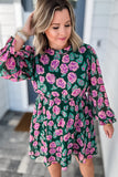Mix It Up Flower Dress - Hunter Green
