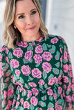 Mix It Up Flower Dress - Hunter Green