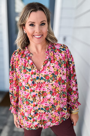 Berry Fall Floral Blouse
