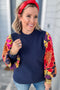 Wild Dreams Flower Pullover - Navy