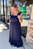 Navy Dreams Ruffle Maxi Dress