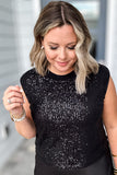 Sequin Calls Muscle Tank - Black