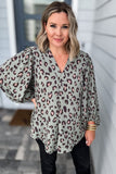 See You Soon Leopard Blouse - Sage