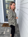 See You Soon Leopard Blouse - Sage