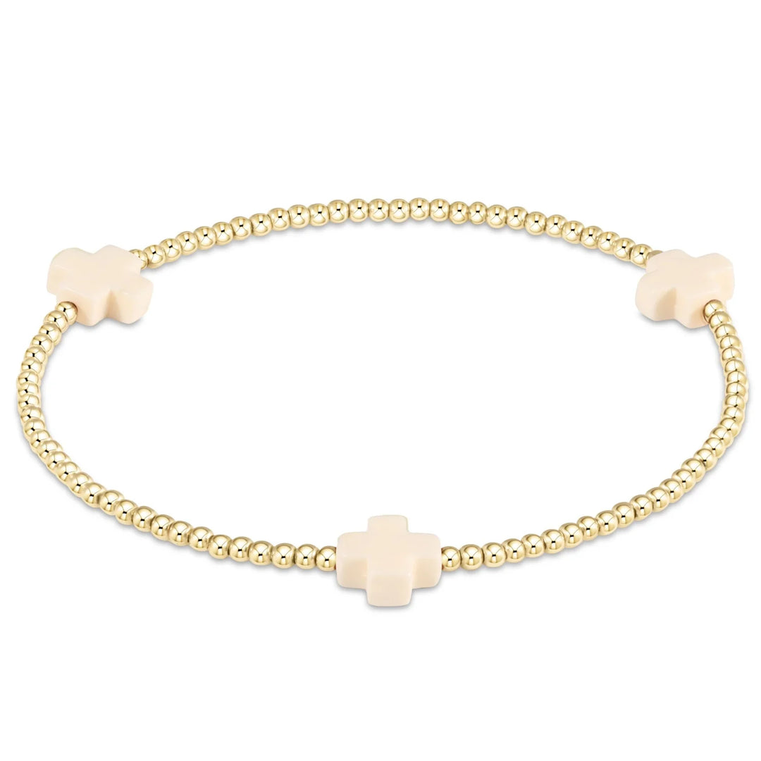 enewton: Signature Cross 2mm Gold Bracelet - Off-White - B Social Boutique