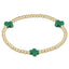 enewton: Signature Cross Gold Pattern 3mm Bead Bracelet - Emerald