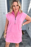 Meg Half Zip Sweatshirt Dress - Pink