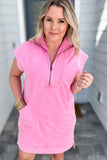 Meg Half Zip Sweatshirt Dress - Pink