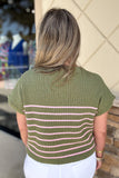 Nantucket Sweater Top - Olive + Pink