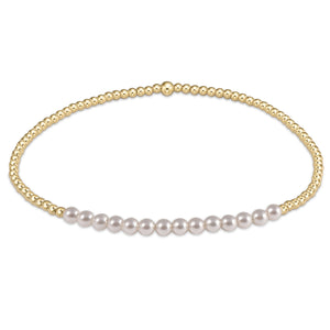 enewton: Gold Bliss 2mm Beaded Bracelet- Pearl