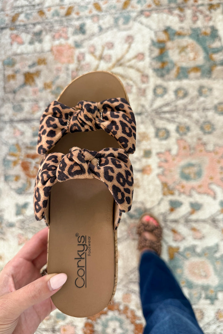 Corkys: Leopard Bowed Up Sandals