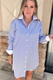 Spanx: Poplin Shirt Dress - White/ Postal