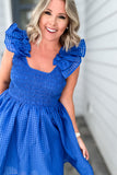 GO Big Blue Ruffle Dress