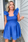 GO Big Blue Ruffle Dress
