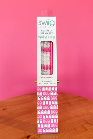 Swig: Faboolous + Pink Glitter Reusable Straw Set