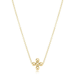 enewton: 16” Necklace Gold - Classic  Beaded Signature Cross Gold -  3mm Bead Gold