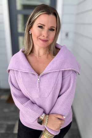 Molly Bracken: Zip Me Up Sweater - Lavender