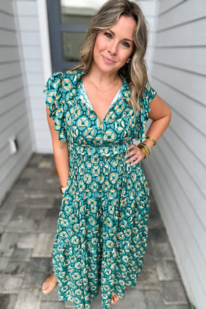 Mix And Mingle Printed Maxi Dress - Green