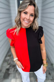 Double Trouble Ruffle Top - Red + Black