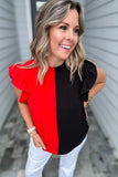 Double Trouble Ruffle Top - Red + Black