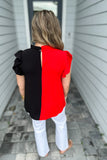 Double Trouble Ruffle Top - Red + Black