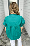 THML: V-Neck Peplum Top - Teal