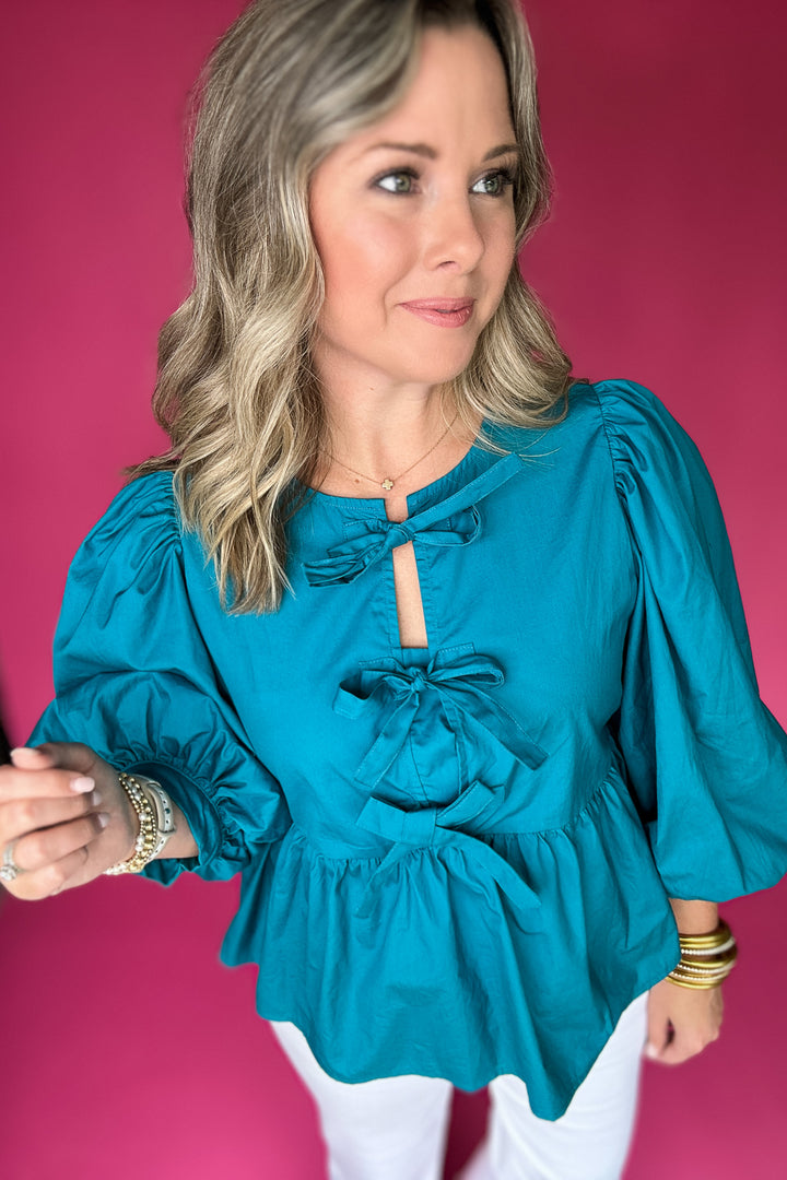 Back To Bows Blouse - Teal