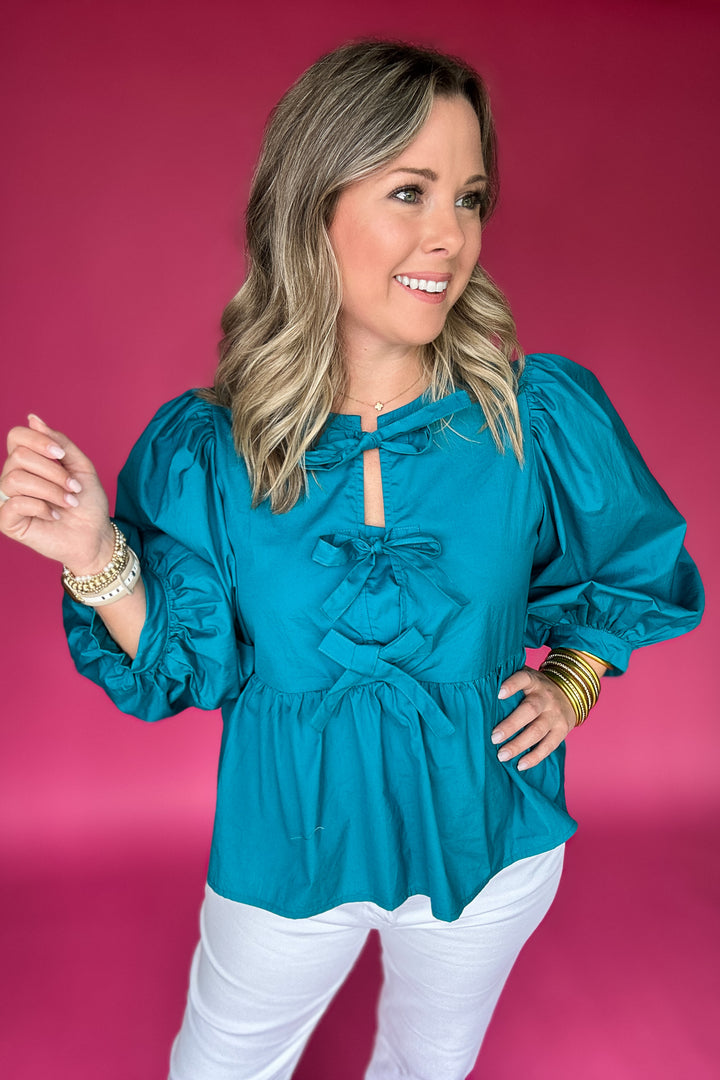 Back To Bows Blouse - Teal